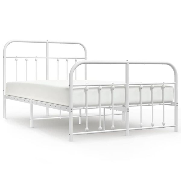 vidaXL Estrutura de cama com cabeceira e p&eacute;s 120x190 cm metal branco