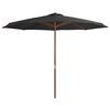 vidaXL Guarda-sol de exterior com poste de madeira 350 cm antracite