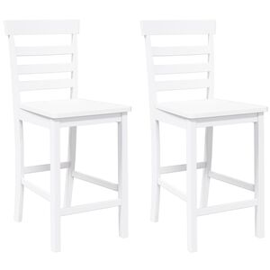 vidaXL Bancos de bar 2 pcs madeira de seringueira maciça branco