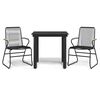 vidaXL 3 pcs conjunto de jantar para jardim vime PVC preto