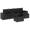 vidaXL 6 pcs conjunto sof&aacute;s de jardim c/ almofad&otilde;es vime PE preto