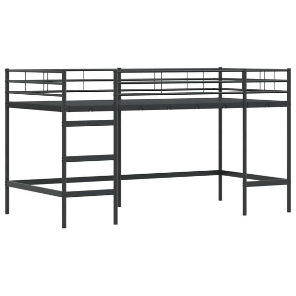 vidaXL Estrutura de Cama Loft para Crian&ccedil;as Preto 79,5 x 200 cm A&ccedil;o