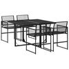 vidaXL 5 pcs conjunto de jantar p/ jardim vime PE preto