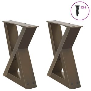 vidaXL P&eacute;s para mesa de centro 2 pe&ccedil;as a&ccedil;o natural 30x(30-31,3) cm a&ccedil;o