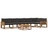 vidaXL Conjunto de Sof&aacute;s para Exterior 7 pcs Natural e Preto