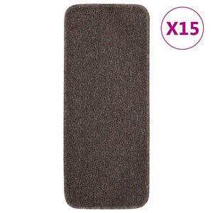 vidaXL Tapetes antiderrapantes retang. escadas 15pcs 60x25 cm castanho
