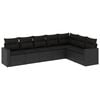 vidaXL 7 pcs conjunto de sof&aacute;s p/ jardim c/ almofad&otilde;es vime PE preto