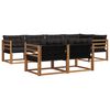 vidaXL Conjunto de Sof&aacute;s para Exterior 7 pcs Natural e Preto