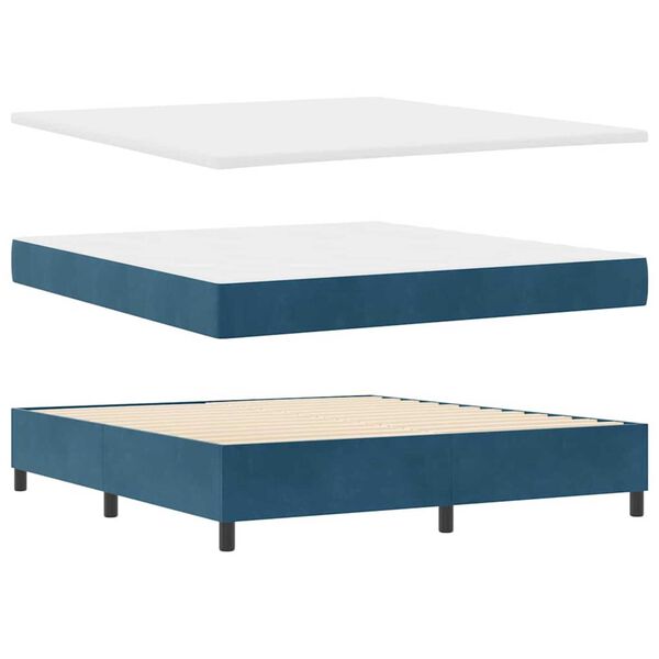vidaXL Cama Box com almofada com cabeceira Azul 180 x 200 cm Veludo