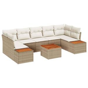vidaXL Conjunto de Sof&aacute; de Jardim 8 pcs Bege Rattan Sint&eacute;tico