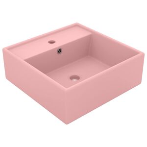 vidaXL Lavat&oacute;rio luxuoso quadrado 41x41 cm cer&acirc;mica rosa mate