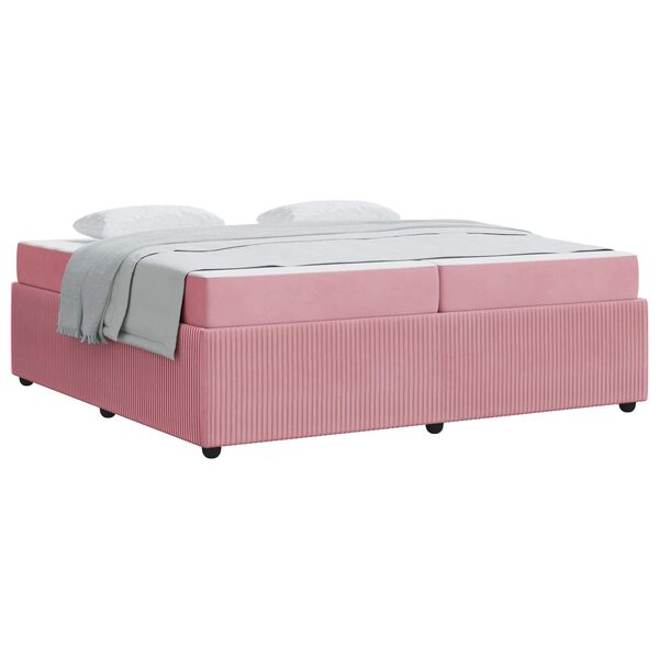 vidaXL Estrutura da Cama com colch&atilde;o Rosa 200 x 200 cm tecido