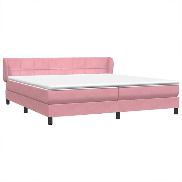 vidaXL Cama com molas colch&otilde;es 200x210 cm veludo rosa