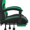 vidaXL Cadeira gaming c/ apoio p&eacute;s couro artificial preto e verde