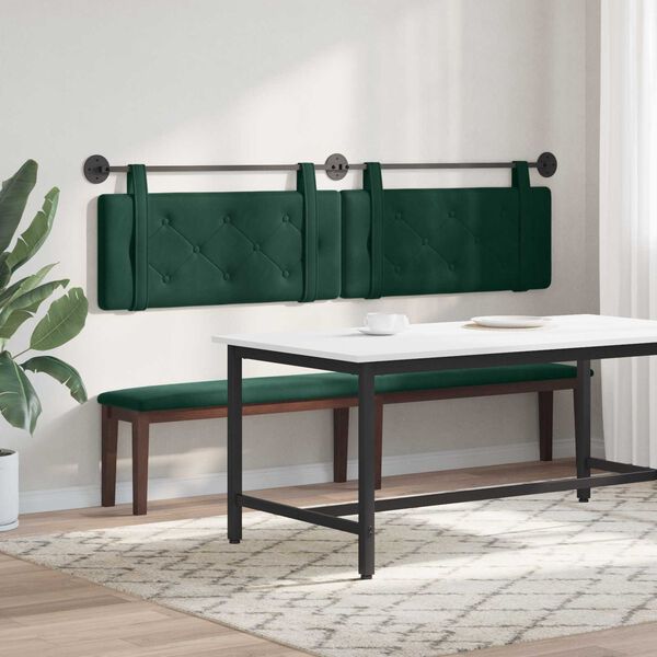 vidaXL Cabeceira Suspensa Verde Escuro 210 x 55 x 5 cm Veludo