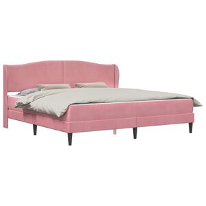 vidaXL Estrutura da Cama com cabeceira Rosa 200 x 200 cm Veludo