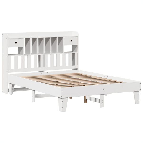 vidaXL Cama sem colch&atilde;o 160x200 cm madeira de pinho maci&ccedil;a branco