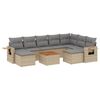 vidaXL 10 pcs conj. sof&aacute;s jardim c/ almofad&otilde;es vime PE bege misturado