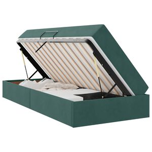 vidaXL Cama com arruma&ccedil;&atilde;o e colch&atilde;o Verde Escuro 90 x 190 cm Veludo