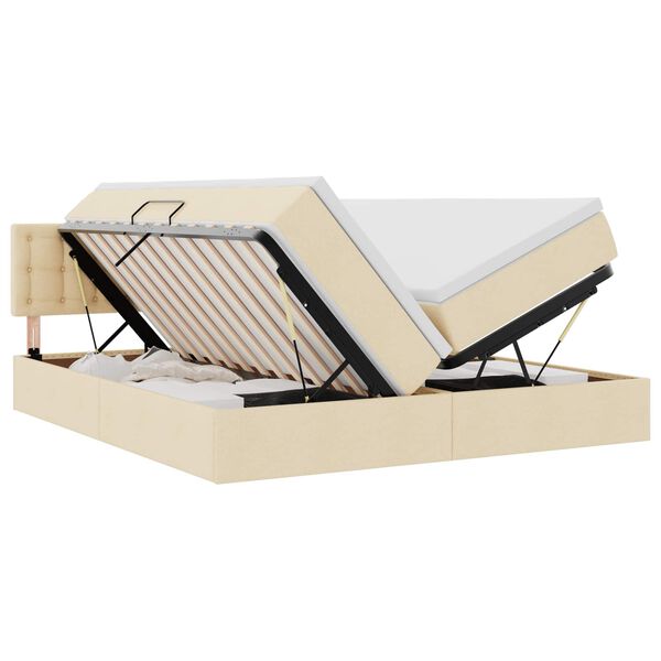 vidaXL Cama com Armazenamento Creme 180 x 200 cm Couro Sint&eacute;tico