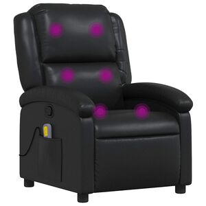 vidaXL Poltrona de massagens reclin&aacute;vel couro artificial preto