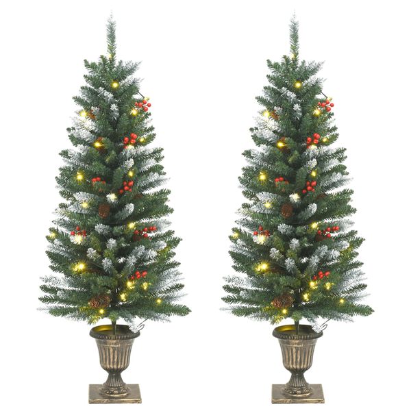 vidaXL &Aacute;rvores de Natal artificiais 2 pcs 100 LEDs 120 cm verde/branco