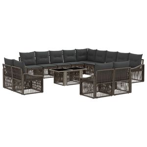 vidaXL Conjunto de Sof&aacute; de Jardim 14 unid. Cinza e Cinza Escuro