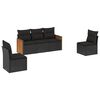 vidaXL 5 pcs conjunto sof&aacute;s de jardim com almofad&otilde;es vime PE preto