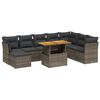 vidaXL 9 pcs conjunto sof&aacute;s p/ jardim com almofad&otilde;es vime PE cinzento