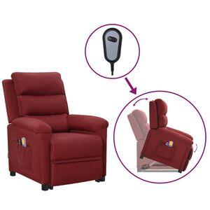 vidaXL Poltrona elevat&oacute;ria de massagens tecido vermelho tinto