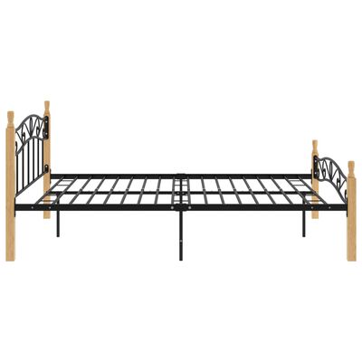 vidaXL Estrutura de cama 160x200cm metal/madeira carvalho maciça preto