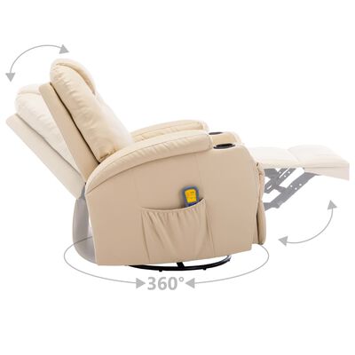 vidaXL Cadeira de massagem reclinável couro artificial creme