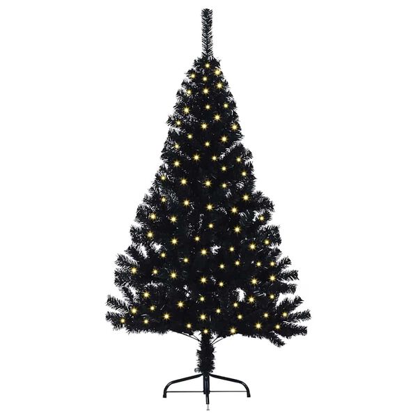 vidaXL &Aacute;rvore de Natal Artificial Pr&eacute;-iluminada Preto 120 cm PVC