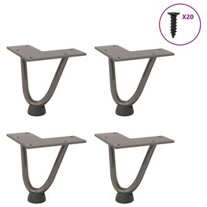 vidaXL Pernas de grampo para mesa de centro 4 pe&ccedil;as A&ccedil;o natural 10 cm A&ccedil;o maci&ccedil;o