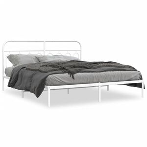 vidaXL Estrutura de cama com cabeceira 160x200 cm metal branco