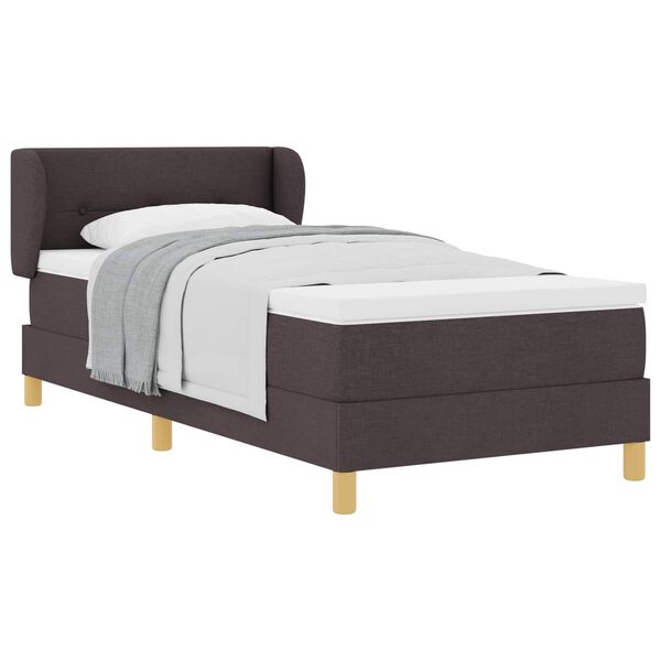 vidaXL Cama Box com colch&atilde;o Marrom Escuro 80 x 200 cm tecido
