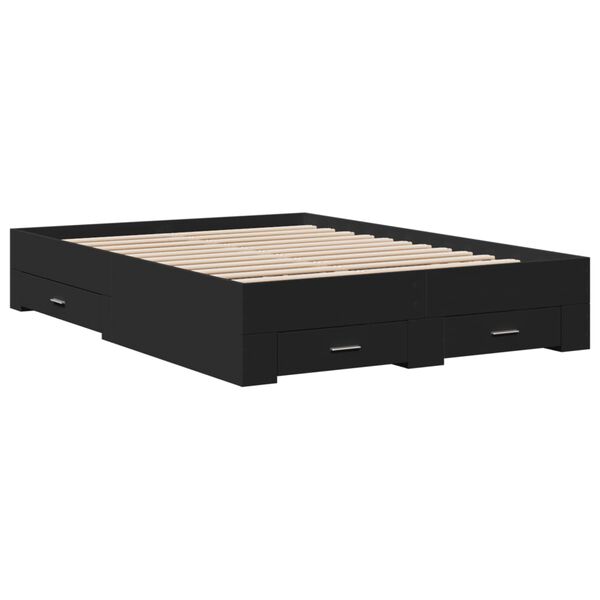vidaXL Estrutura de cama c/ gavetas 140x190 cm derivados madeira preto