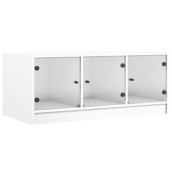 vidaXL Mesa de centro c/ portas de vidro 102x50x42 cm branco