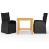 vidaXL 3 pcs conjunto de jantar para jardim preto