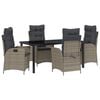 vidaXL Conjunto de Jantar para Jardim 5 pcs Cinzeto vime PE