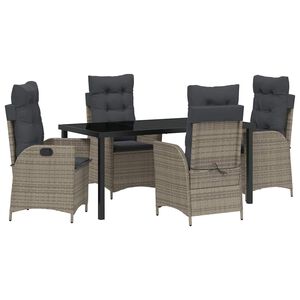 vidaXL Conjunto de Jantar para Jardim 5 pcs Cinzeto vime PE