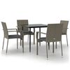 vidaXL 5 pcs conjunto jantar jardim c/ almofad&otilde;es vime PE preto/cinza