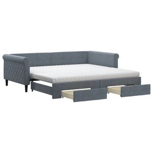 vidaXL Sof&aacute;-cama c/ gavet&atilde;o e gavetas 100x200cm veludo cinzento-escuro