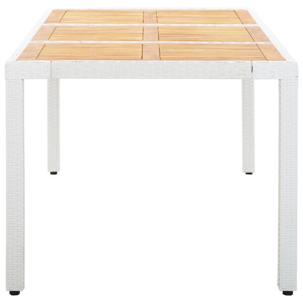 vidaXL Mesa de jardim 190x90x75 cm vime PE e madeira de ac&aacute;cia maci&ccedil;a