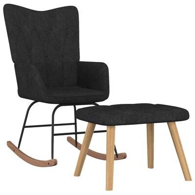 vidaXL Cadeira de descanso com banco tecido preto