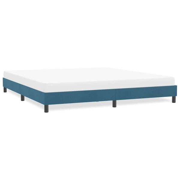 vidaXL Estrutura de cama sem colch&atilde;o 180x220 cm veludo azul-escuro