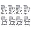 vidaXL Cadeiras de exterior dobr&aacute;veis 8pcs c/ almofad&otilde;es ac&aacute;cia maci&ccedil;a