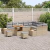 vidaXL Conjunto de Sof&aacute; de Jardim 12 pcs Bege vime PE