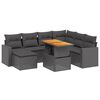 vidaXL 8 pcs conjunto sof&aacute;s de jardim com almofad&otilde;es vime PE preto