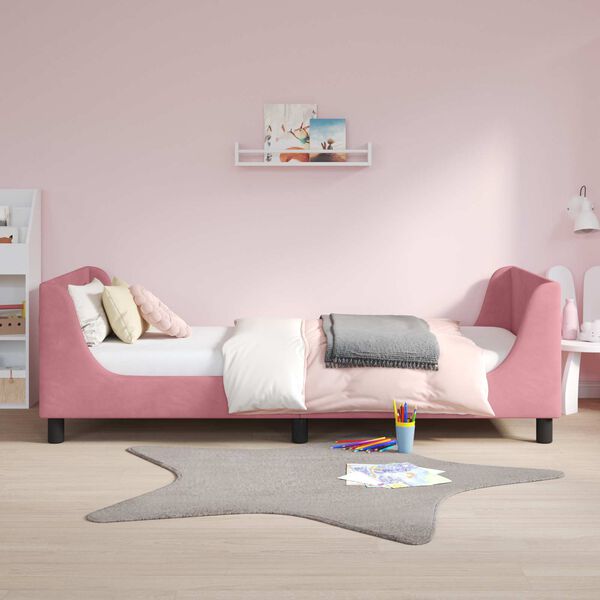 vidaXL Estrutura de Cama Infantil com Cabeceira Rosa 90 x 190 cm